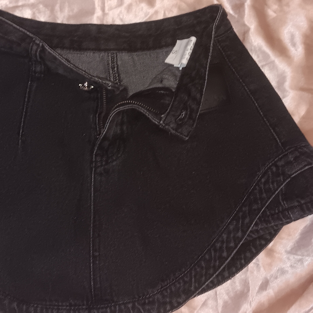 Black Denim Mini Skirt